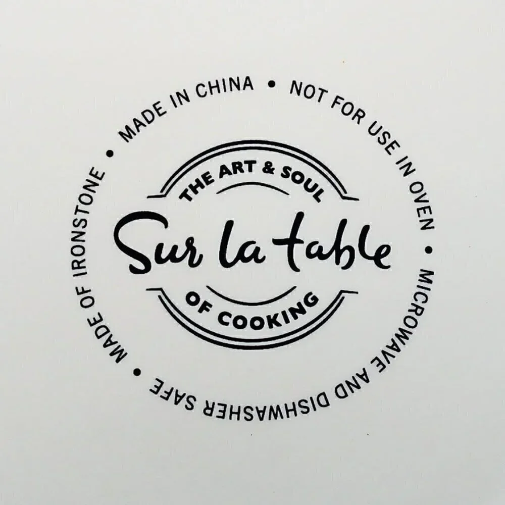 Sur La Table Blue Ivory Round Ironstone Ceramic Plate